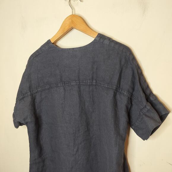 Faherty Sanibel Linen Dress V-Neck Short Sleeve Pockets - Picture 9 of 11